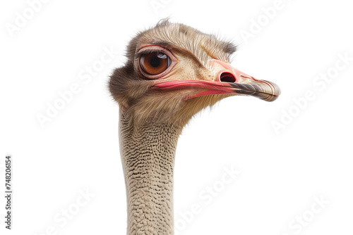Charming ostrich isolated on transparent background. Generative ai