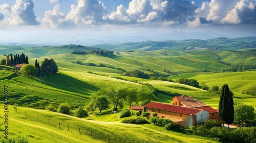 Background A picturesque countryside with rolling hills and sprawling gardens.