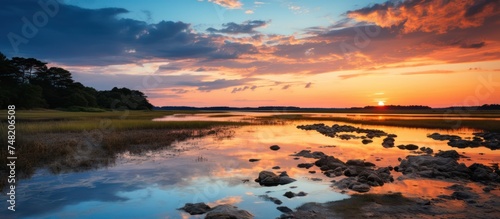 panoramic view of the river and estuary at sunset