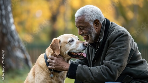 playful dog and its owner in nature outdoor , healthy lifestyle pragma