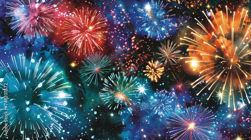 Firework displays light up the night sky leaving behind a trail of sparkling colors and loud cheers from the crowds below.