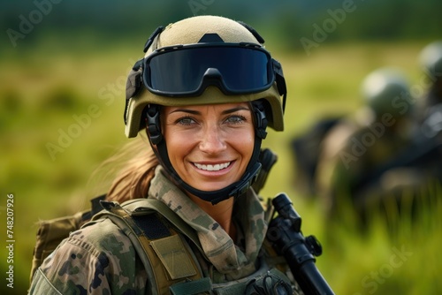 Woman soldier face portrait