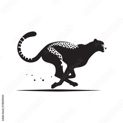 Swift Fury: Vector Silhouette of Attacking Cheetah Vector Roaring Cheetah, Vector attacking cheetah silhouette