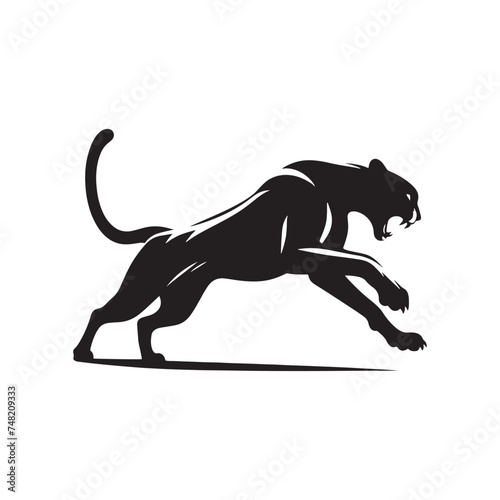 Swift Fury: Vector Silhouette of Attacking Cheetah Vector Roaring Cheetah, Vector attacking cheetah silhouette