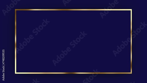 On a blue background, a red rectangle frame with a gold border, free space for text and product advertising. Animation of a luxury frame in a minimalism style.Use vertical or horizontal.