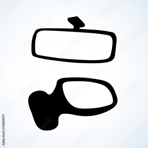Car mirror. Vector drawing