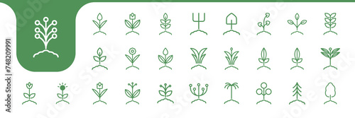 gardening line icon set collection design vector