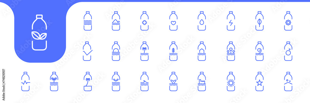 recycle bottle line minimal icon set collection design vector recycle bottle line minimal icon set collection design vector