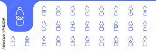 recycle bottle line minimal icon set collection design vector