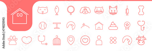 pets care line icon set collection design vector
