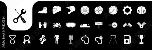 motorcycle racing icon set collection design vector