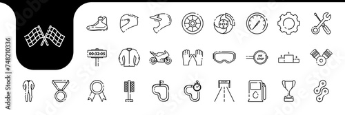 motorcycle racing line icon set collection design vector