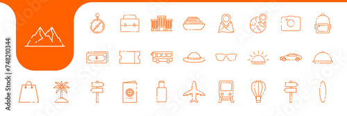 travel line icon set collection design vector