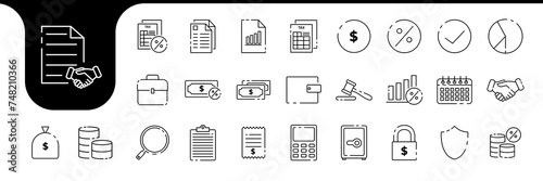 tax lines icon set collection design vector