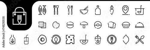 modern food line minimal icon set collection design vector