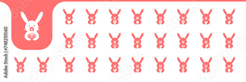rabbit cute icon set collection design vector
