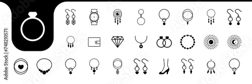 women accessories line icon set collection design vector