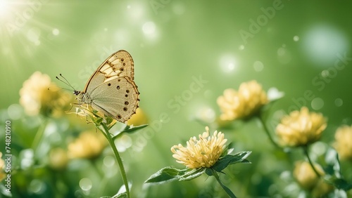 butterfly on a flower a butterfly sitting on top of a yellow flower  © Jared