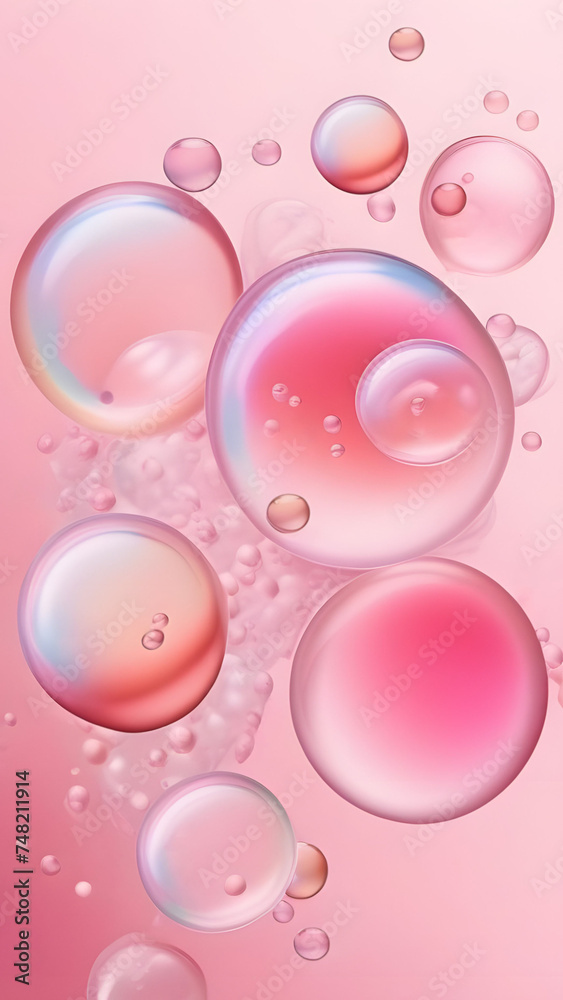 Soap bubbles, abstract vertical pink background Soap bubbles, abstract vertical pink background