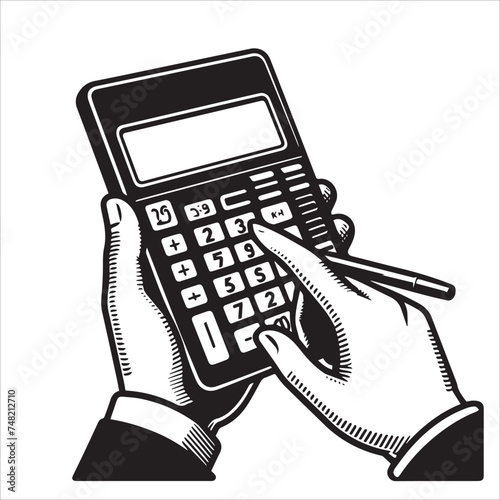 Silhouette calculator icon on white background