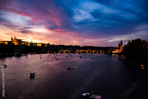 Sticker sunset in prague