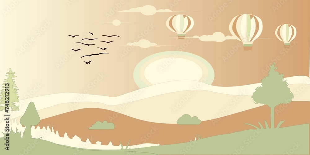 Beautiful Desert LandScape Vector Illustration