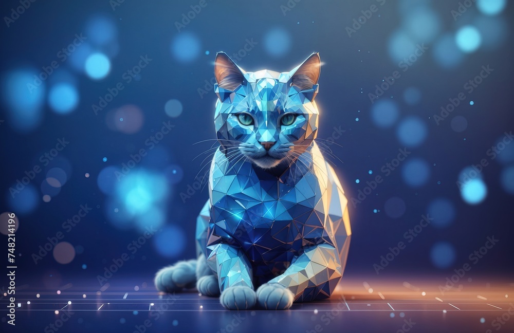 Fototapeta Cat Illustration of a digital wireframe polygon