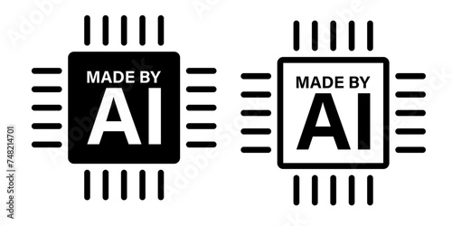 Made by AI processor icon set