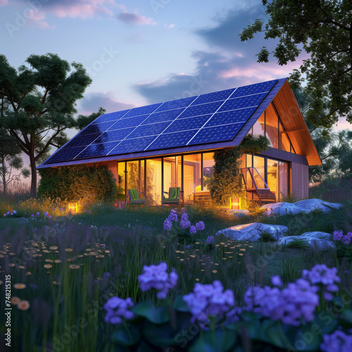 High-Quality Home Solar Panels in Nature Setting 
