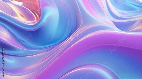 3D rendering. Beautiful iridescent blue and purple colors. Soft and smooth gradients. Futuristic and trendy.