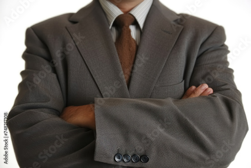 professional in business attire with crossed arms