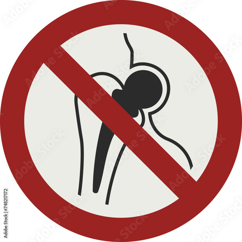 PROHIBITION SIGN PICTOGRAM, No access for people with metallic implants ISO 7010 – P014, SVG
