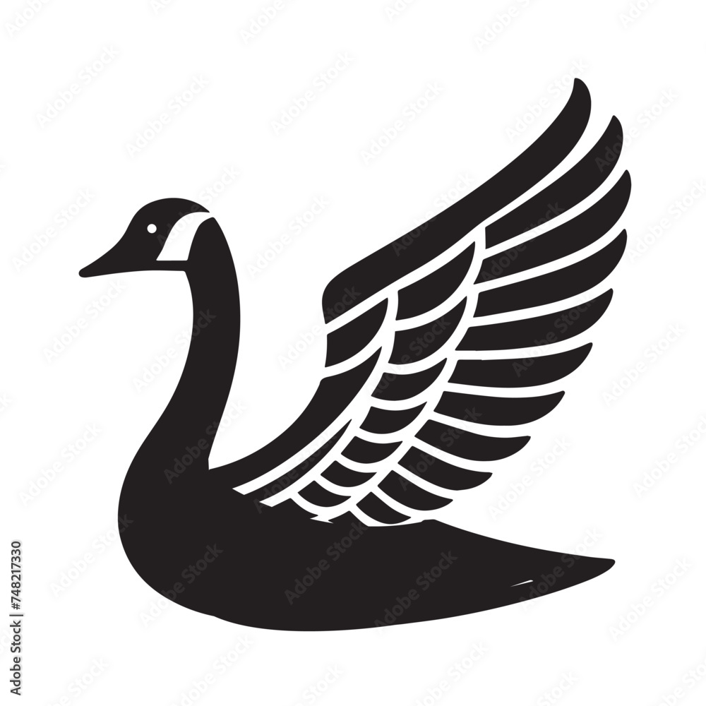 Obraz premium Goose Chronicles, Goose Tales, goose silhouettes - black and white illustration 