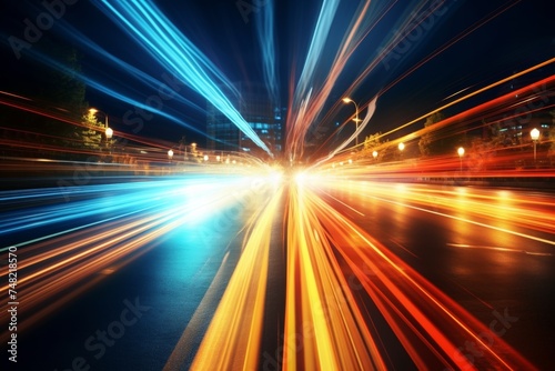 Abstract city road light background|night highway traffic lights|long exposure blurred motion