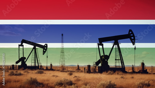 Gambia oil industry .Crude oil and petroleum concept. Gambia flag background