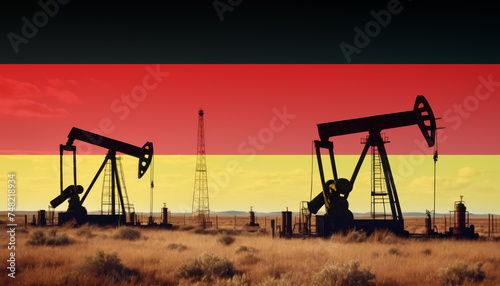 Germany oil industry .Crude oil and petroleum concept. Germany flag background