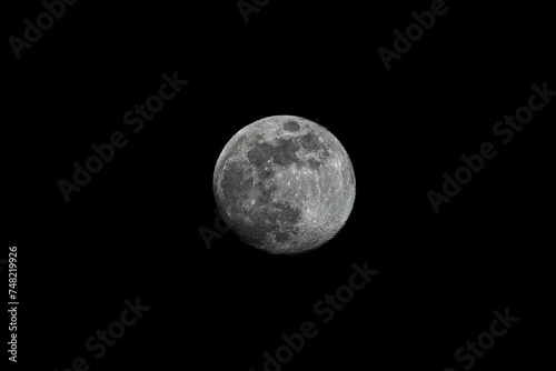 The near side of the moon at night as seen from earth with a dark background taken February 22 2024