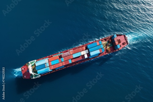 Baseball player sliding into first base on sunny fieldContainer ship. sea freight. logistics. delivery. View from the top. Aerial top view container cargo ship in import export business commercial tra photo