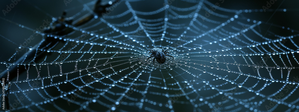 Halloween Haunted Spider Web in Shadowy Corner
