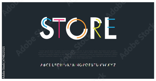 Store Modern abstract digital alphabet font. Minimal technology typography, Creative urban sport fashion futuristic font and with numbers. vector illustration