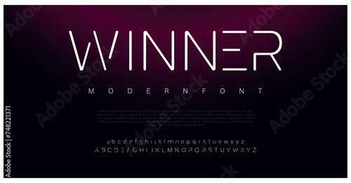 Winner Modern abstract digital alphabet font. Minimal technology typography, Creative urban sport fashion futuristic font and with numbers. vector illustration photo