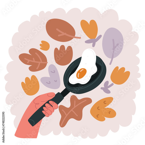 Vector illustration of fryied egg on pan photo