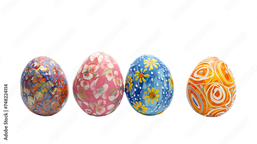 Row of Painted Eggs, cut out Easter symbol