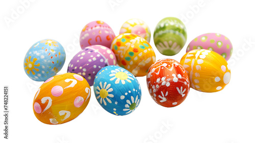 Colorful Painted Eggs Stacked Together, cut out Easter symbol