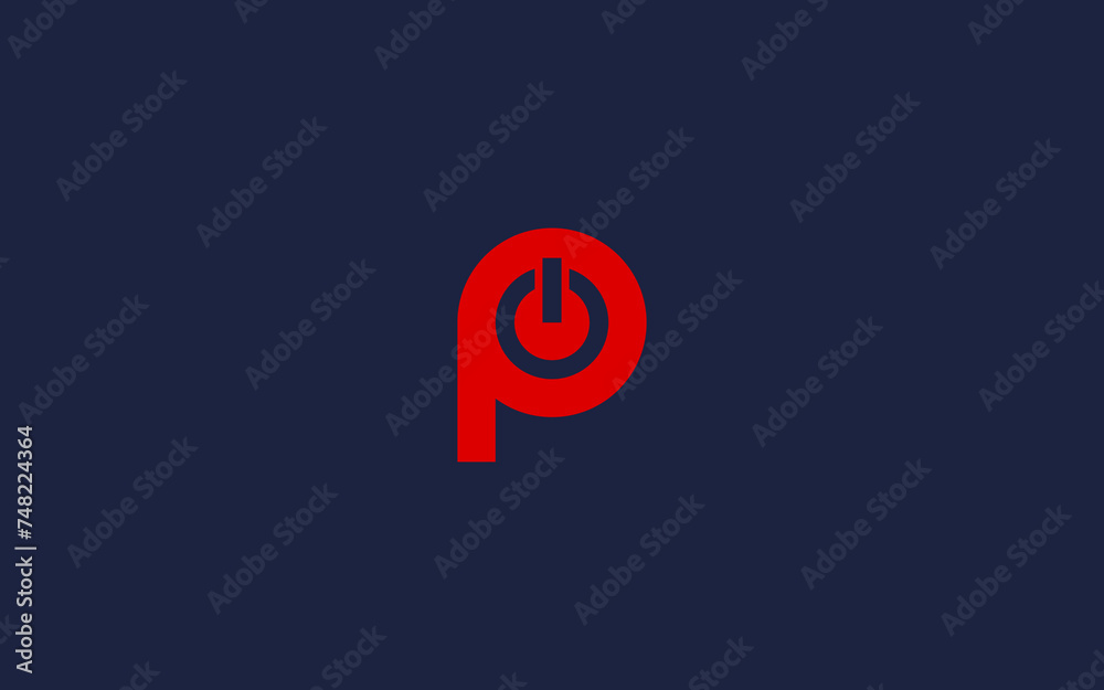letter p with power button logo icon design vector design template inspiration