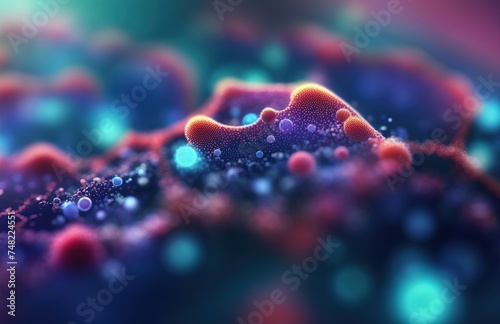 Microscopic view of organic substance, microorganism or cells,  photo