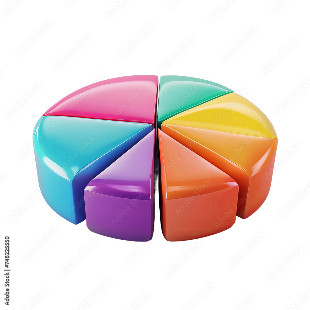 Obraz premium 3d pie chart with colorful graph