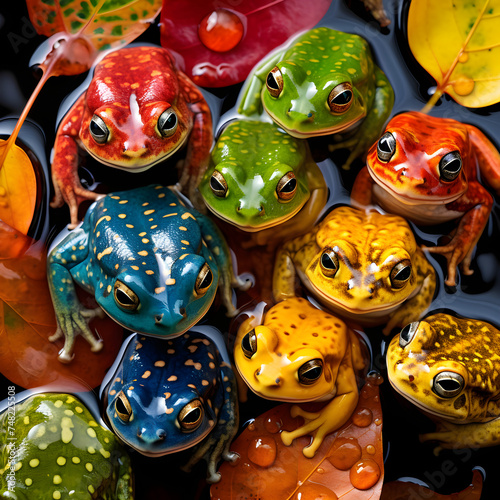 Vibrant and Diverse Life of Amphibians in their Natural Habitat