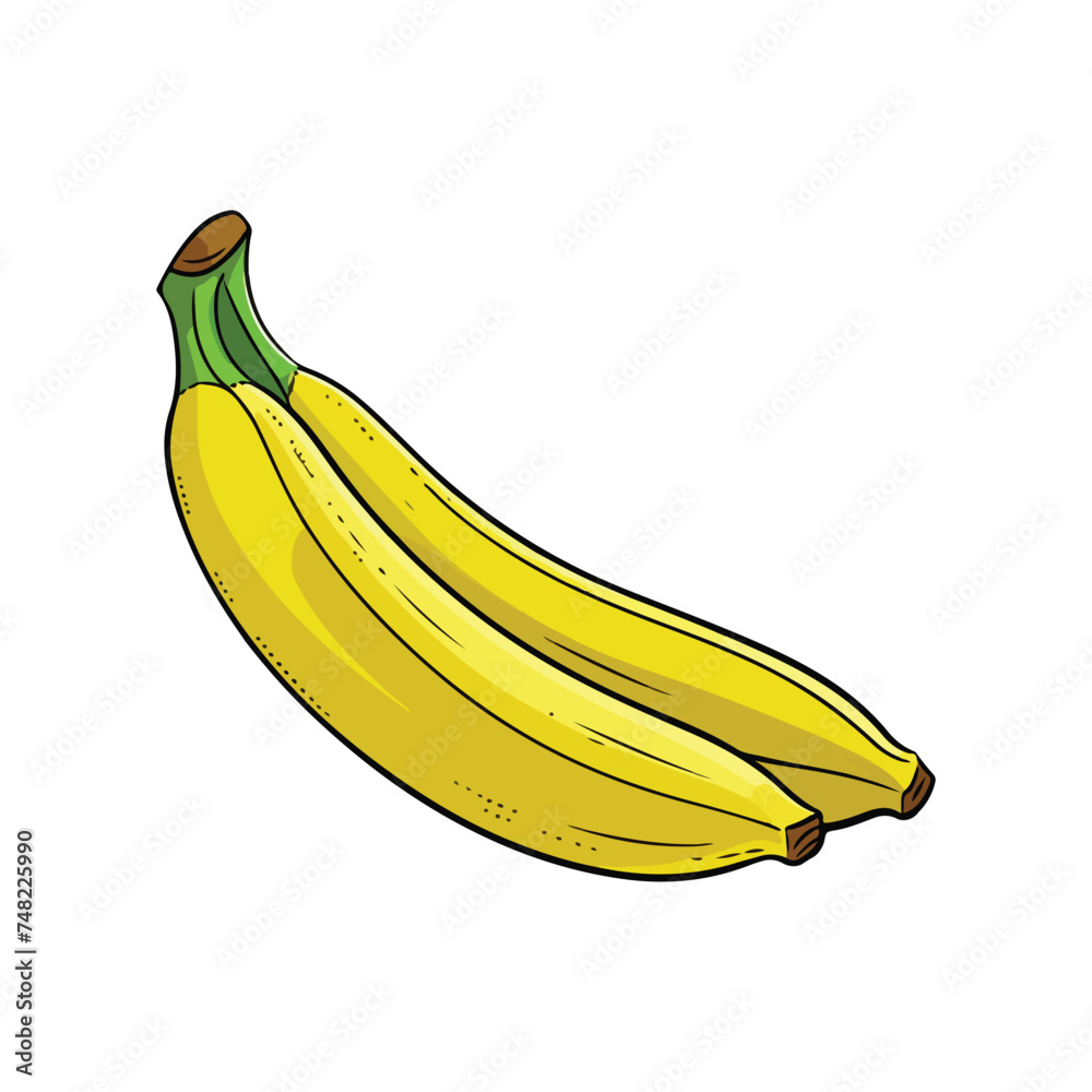 Yellow banana vector clipart design on isolated view with white background
