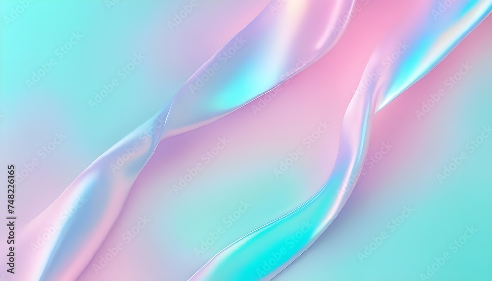 Naklejka premium pastel turquoise tones, gradient, cute holographic abstract figures background design